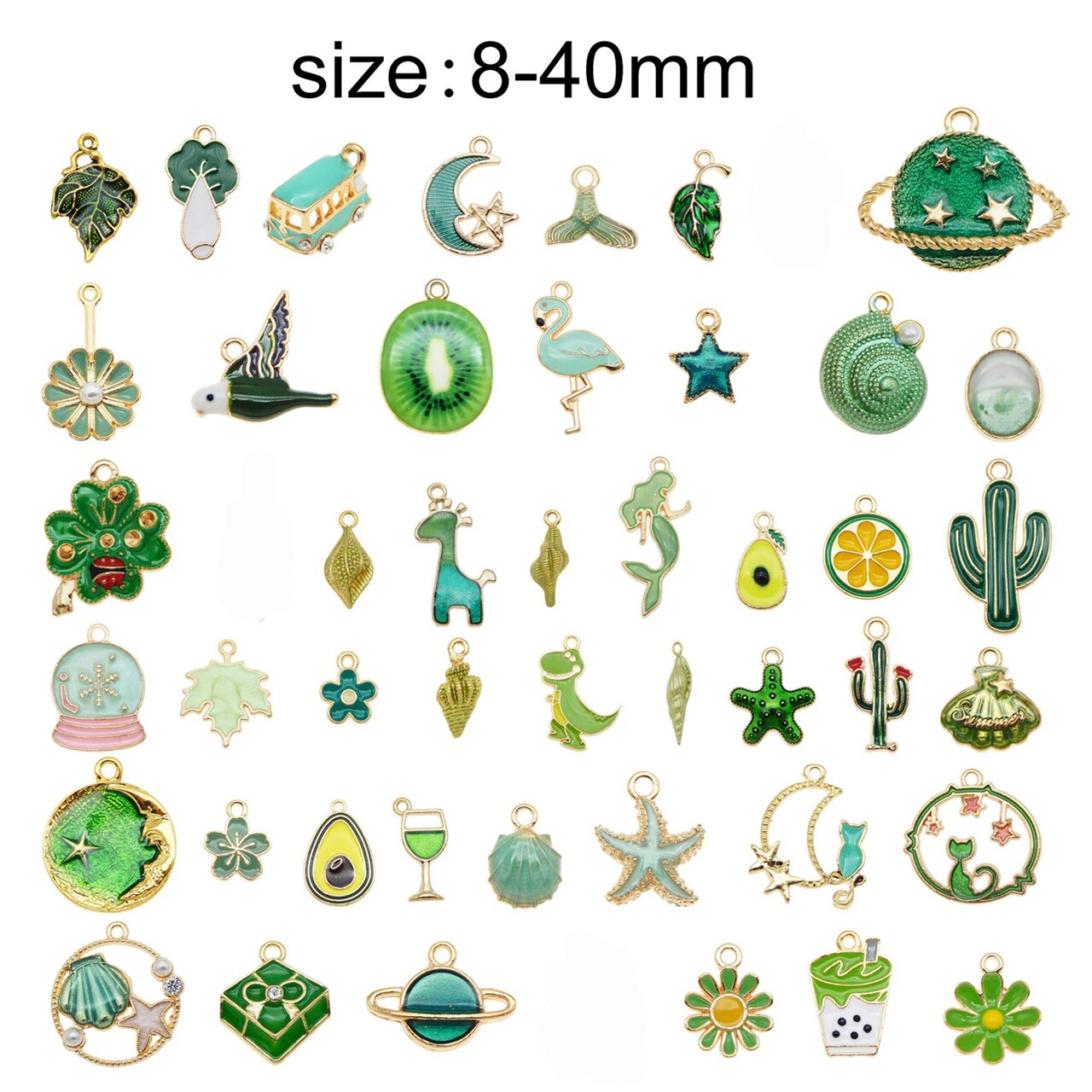 30 Pieces Mixed Enamel Green Theme Charms Pendants for Jewelry Making Bulk lot Necklace Earrings Bracelet Craft Findings